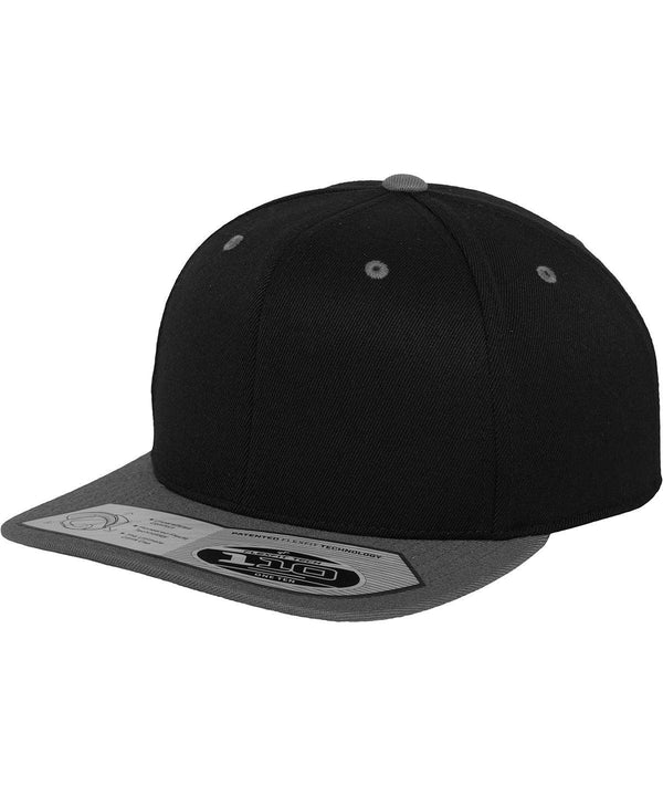 Black/Grey - 110 fitted snapback (110) Caps Flexfit by Yupoong Headwear, New Colours for 2023, Rebrandable Schoolwear Centres