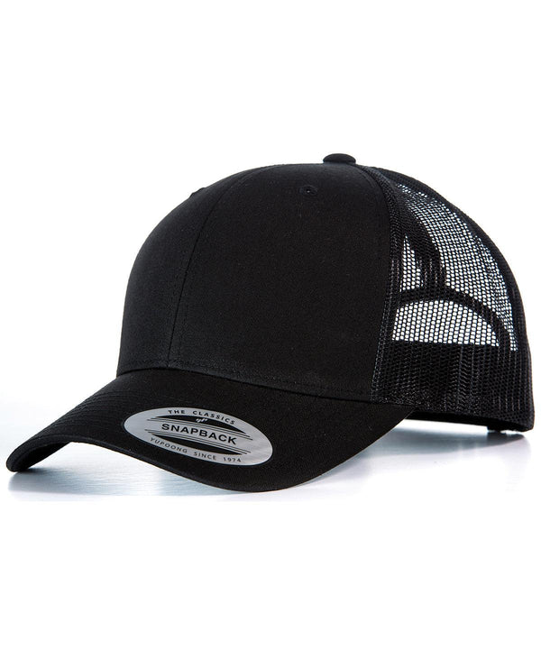 Black/Black - Retro trucker cap (6606) Caps Flexfit by Yupoong 2022 Spring Edit, Headwear, Must Haves, New Colours For 2022, New Colours for 2023, Rebrandable, Summer Accessories Schoolwear Centres