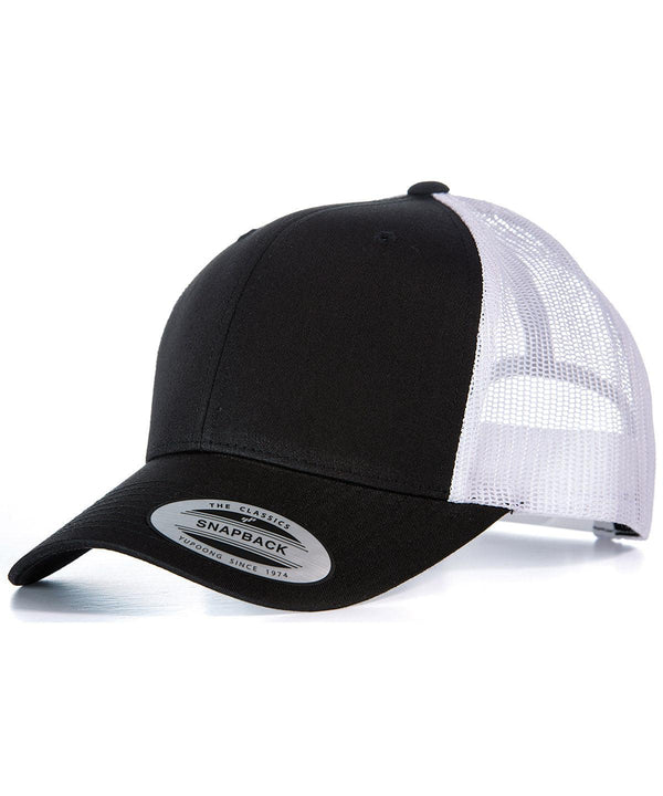 Black/White - Retro trucker cap (6606) Caps Flexfit by Yupoong 2022 Spring Edit, Headwear, Must Haves, New Colours For 2022, New Colours for 2023, Rebrandable, Summer Accessories Schoolwear Centres