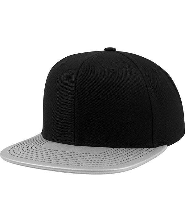Silver - Metallic visor snapback (6089PU) Caps Flexfit by Yupoong Headwear, Rebrandable Schoolwear Centres