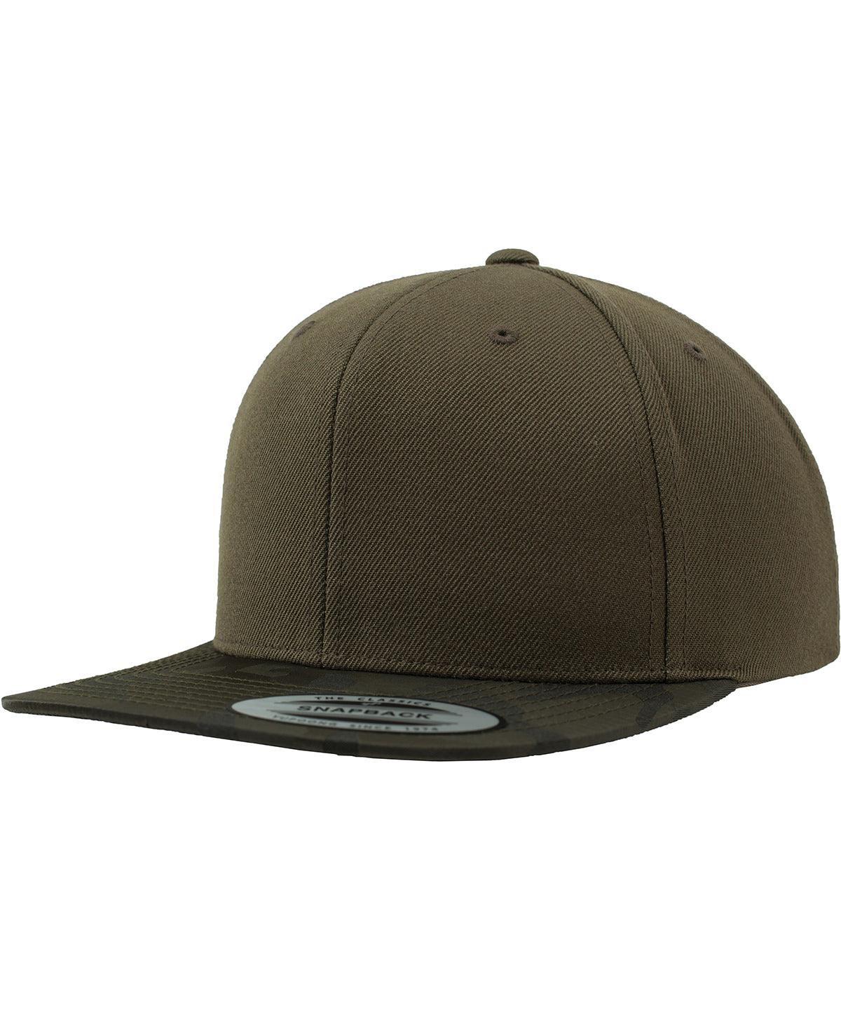 Olive Camo - Camo visor snapback (6089CV) Caps Flexfit by Yupoong Camo, Headwear, Rebrandable Schoolwear Centres