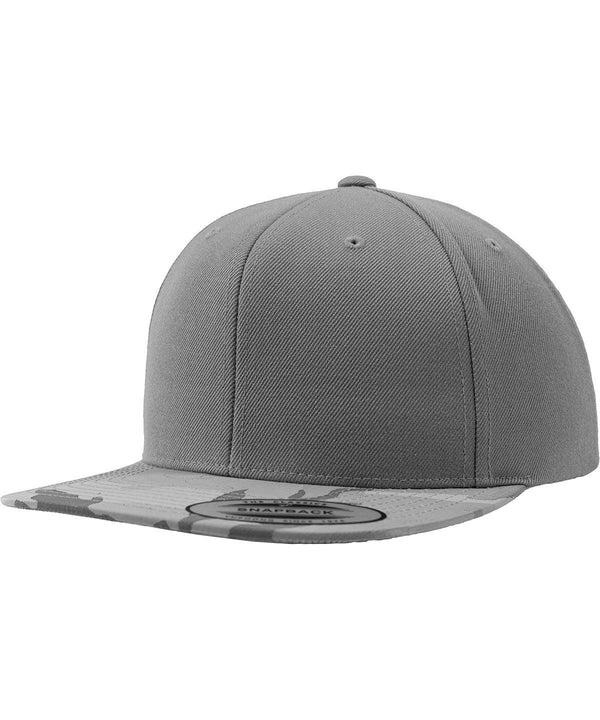 Silver Camo - Camo visor snapback (6089CV) Caps Flexfit by Yupoong Camo, Headwear, Rebrandable Schoolwear Centres