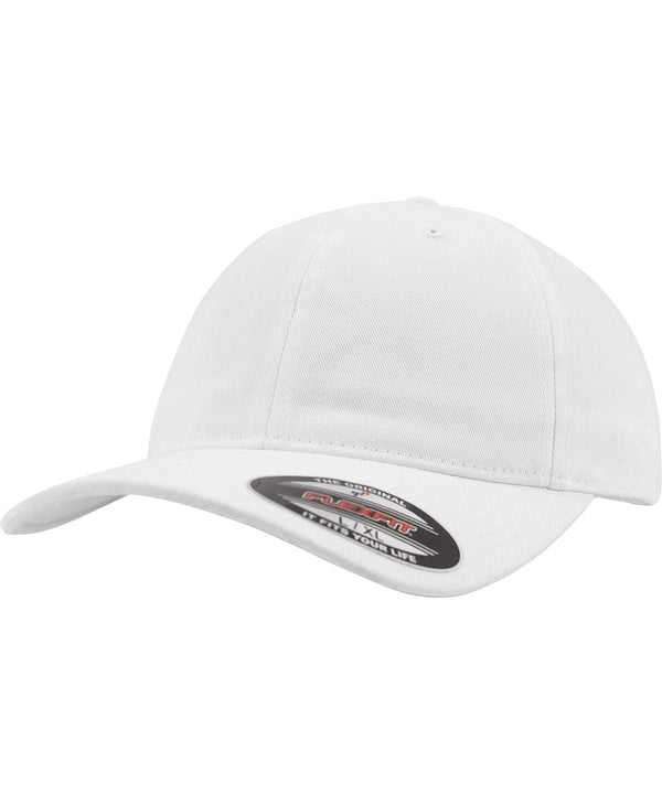 White - Flexfit garment washed cotton dad hat (6997) Caps Flexfit by Yupoong Headwear, Rebrandable Schoolwear Centres