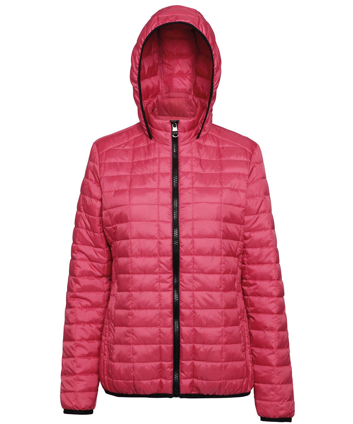 Red - Women's honeycomb hooded jacket Jackets 2786 Jackets & Coats, Padded & Insulation, Padded Perfection, Rebrandable, Women's Fashion Schoolwear Centres