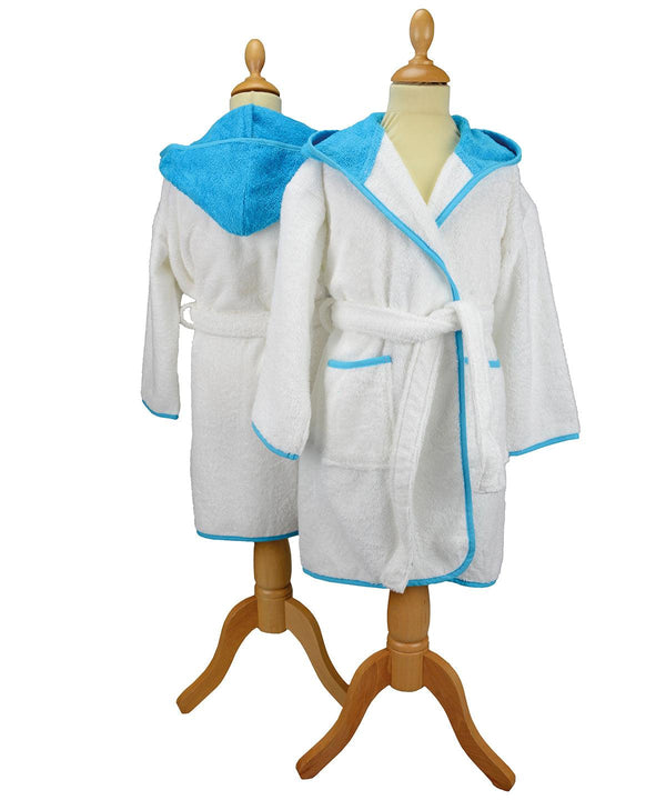 White/Aqua Blue - ARTG® Boyzz & Girlzz® hooded bathrobe Robes A&R Towels Gifting & Accessories, Homewares & Towelling, Junior, Raladeal - Recently Added Schoolwear Centres