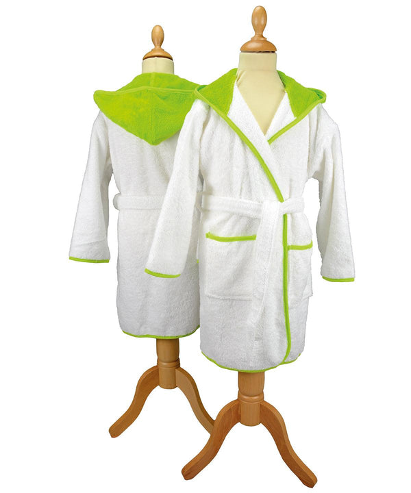 White/Lime Green - ARTG® Boyzz & Girlzz® hooded bathrobe Robes A&R Towels Gifting & Accessories, Homewares & Towelling, Junior, Raladeal - Recently Added Schoolwear Centres