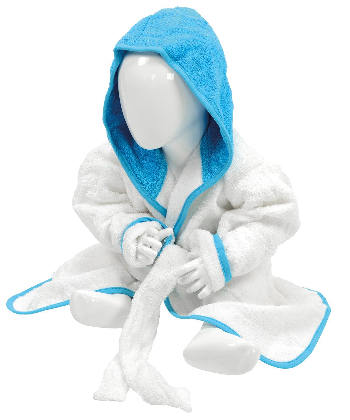 White/Aqua Blue - ARTG® Babiezz® hooded bathrobe Robes A&R Towels Baby & Toddler, Gifting & Accessories, Homewares & Towelling, Must Haves Schoolwear Centres