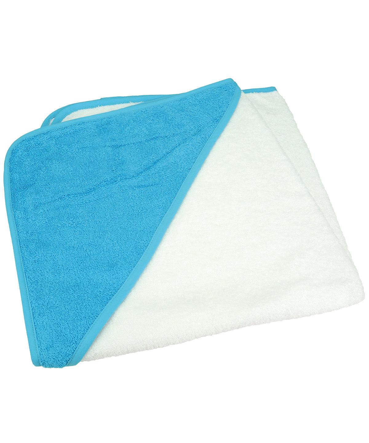 White/Aqua Blue/Aqua Blue - ARTG® Babiezz® medium baby hooded towel Towels A&R Towels Baby & Toddler, Homewares & Towelling Schoolwear Centres