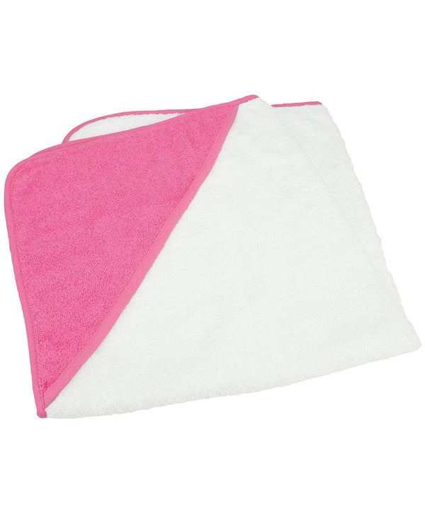 White/Pink/Pink - ARTG® Babiezz® medium baby hooded towel Towels A&R Towels Baby & Toddler, Homewares & Towelling Schoolwear Centres