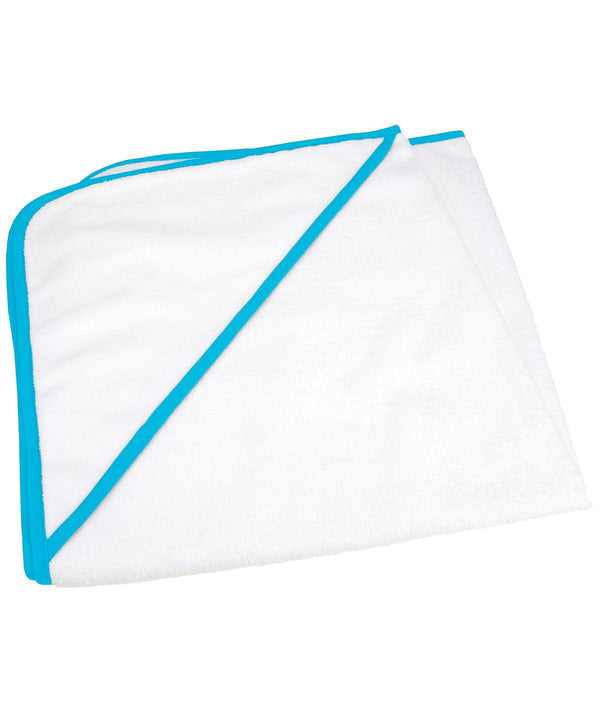 White/Aqua Blue - ARTG® Babiezz® all-over sublimation hooded baby towel Towels A&R Towels Baby & Toddler, Gifting & Accessories, Homewares & Towelling, Sublimation Schoolwear Centres