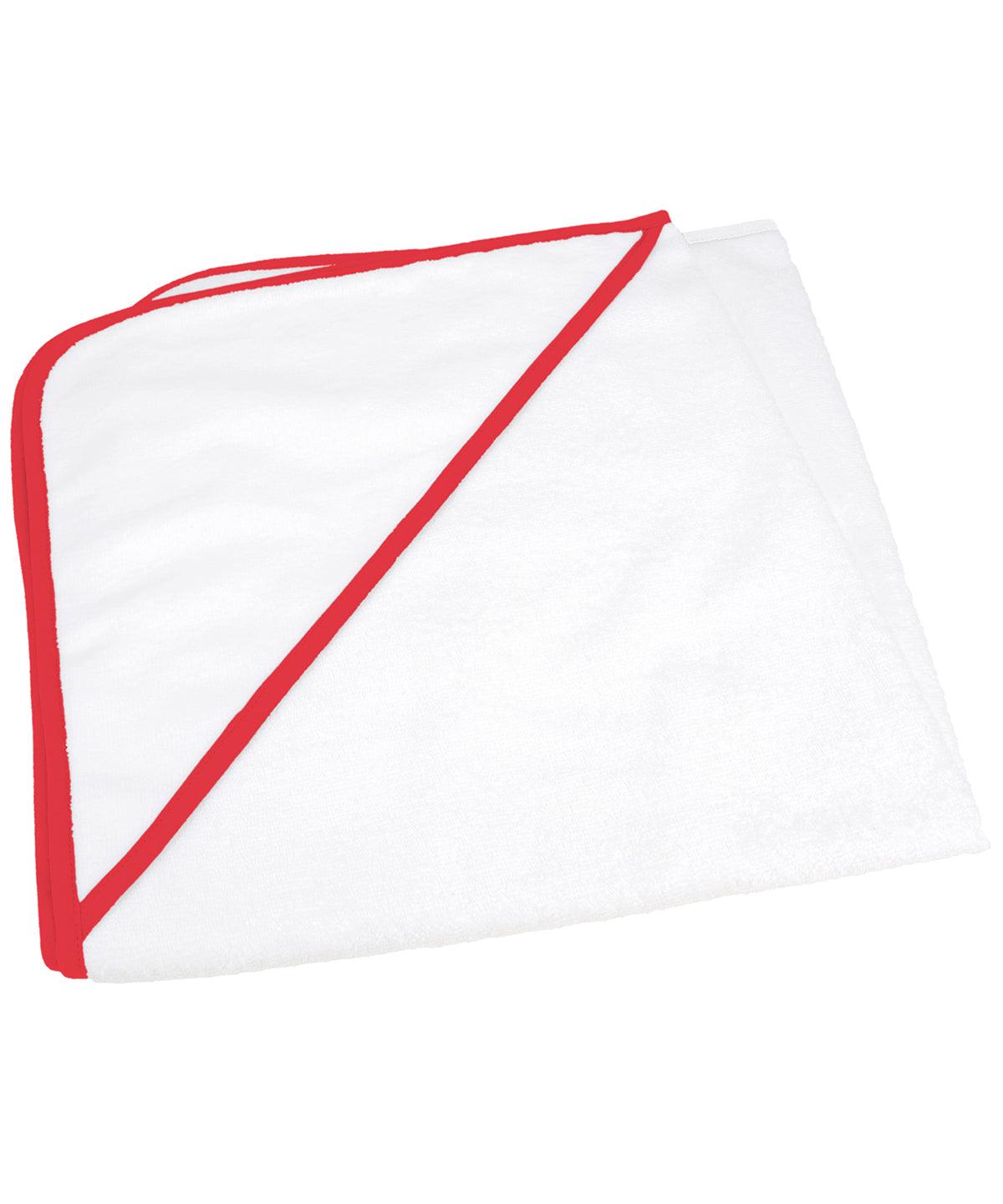 White/Fire Red - ARTG® Babiezz® all-over sublimation hooded baby towel Towels A&R Towels Baby & Toddler, Gifting & Accessories, Homewares & Towelling, Sublimation Schoolwear Centres