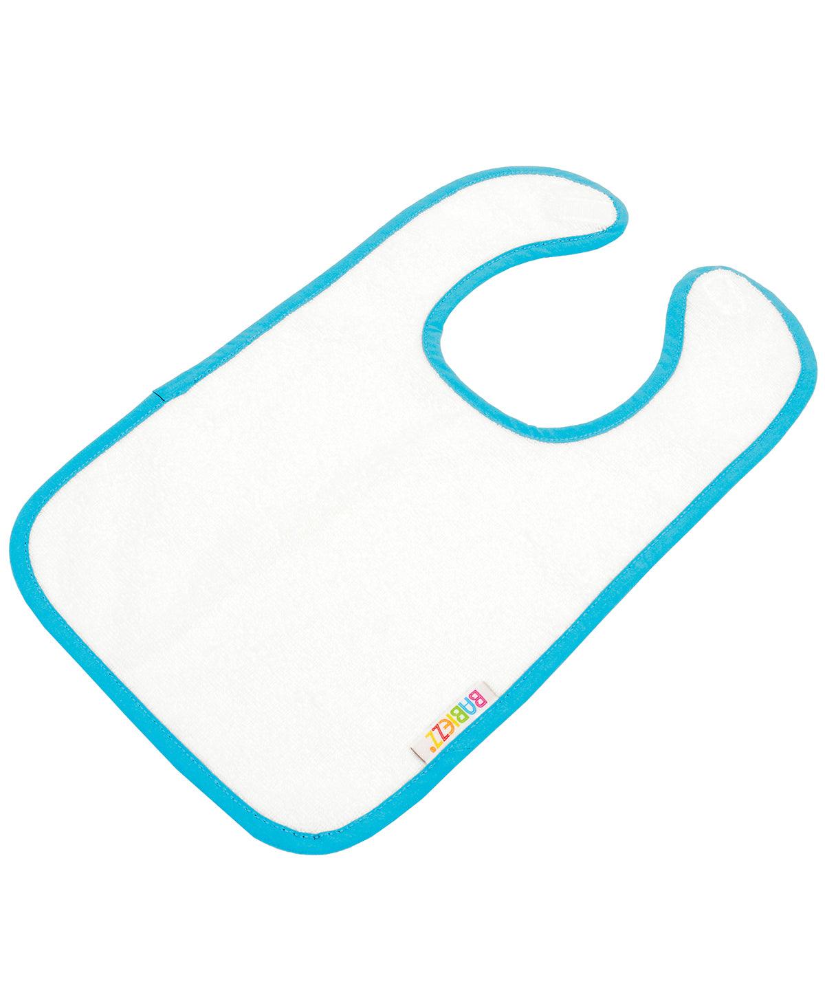 White/Aqua Blue - ARTG® Babiezz® all-over sublimation baby bib Bibs A&R Towels Baby & Toddler, Homewares & Towelling, Sublimation Schoolwear Centres