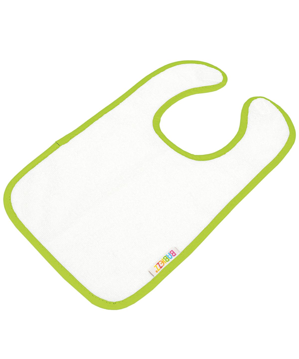 White/Lime Green - ARTG® Babiezz® all-over sublimation baby bib Bibs A&R Towels Baby & Toddler, Homewares & Towelling, Sublimation Schoolwear Centres