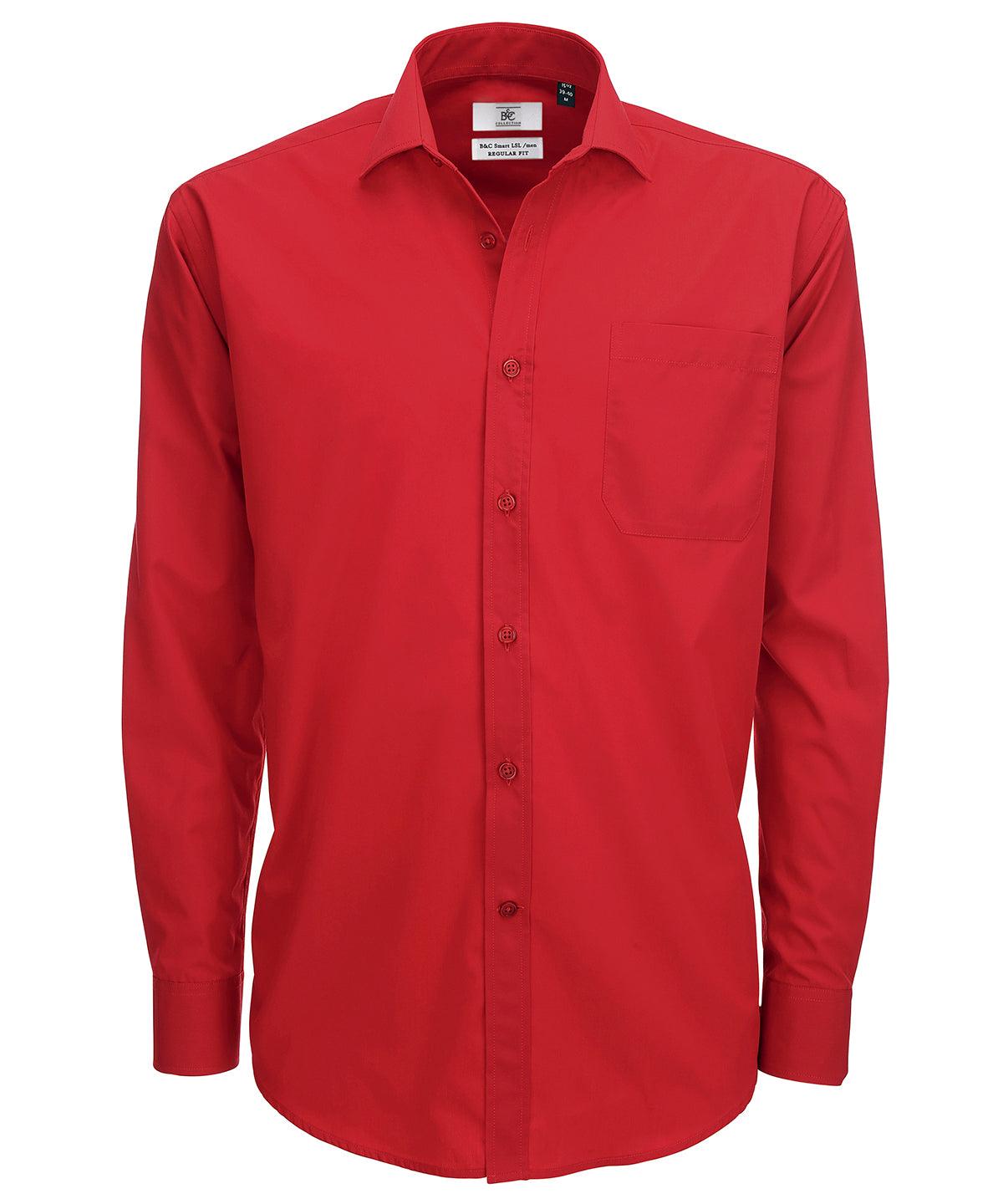 Deep red - B&C Smart long sleeve /men Shirts B&C Collection Plus Sizes, Raladeal - Recently Added, Shirts & Blouses Schoolwear Centres