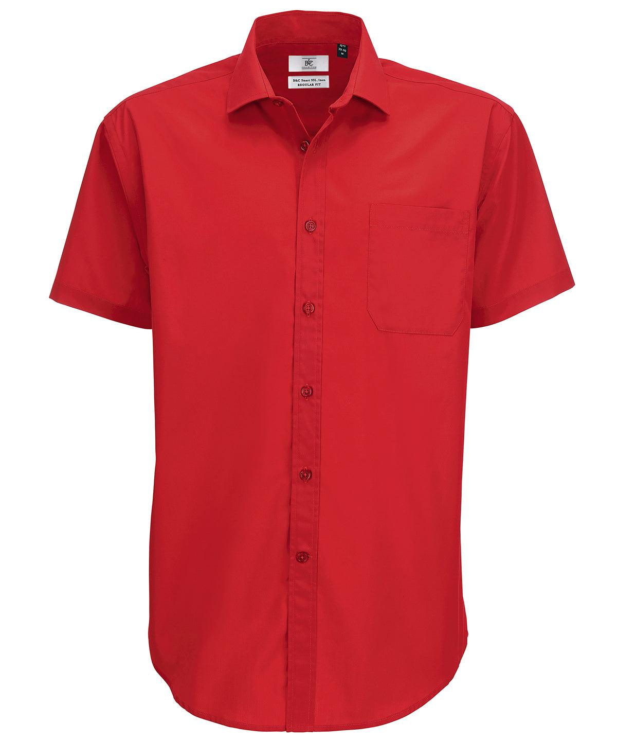 Deep red - B&C Smart short sleeve /men Shirts B&C Collection Plus Sizes, Raladeal - Recently Added, Shirts & Blouses, Workwear Schoolwear Centres