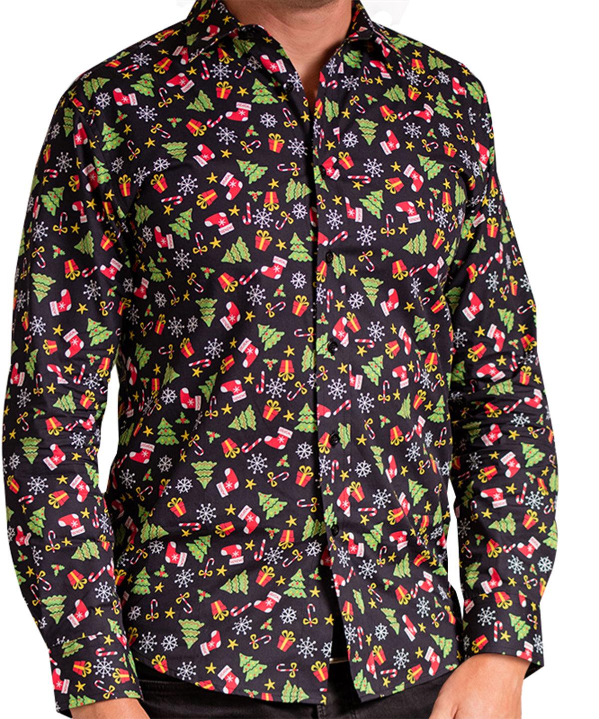 Black Assorted - Printed Christmas shirt Shirts The Christmas Shop Christmas Schoolwear Centres