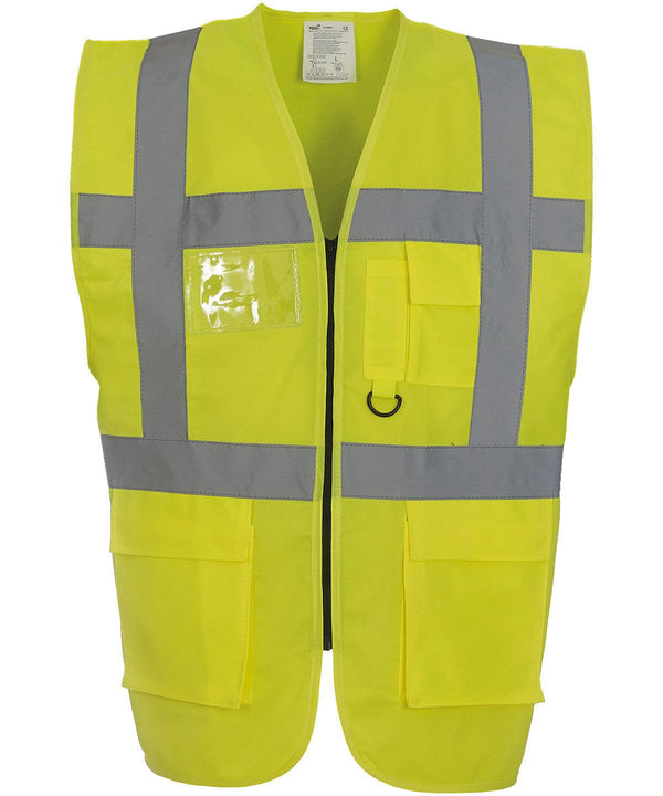 Yellow* - Multifunctional executive hi-vis waistcoat (HVW801) Safety Vests Yoko Must Haves, Personal Protection, Plus Sizes, Safety Essentials, Safetywear, Workwear Schoolwear Centres