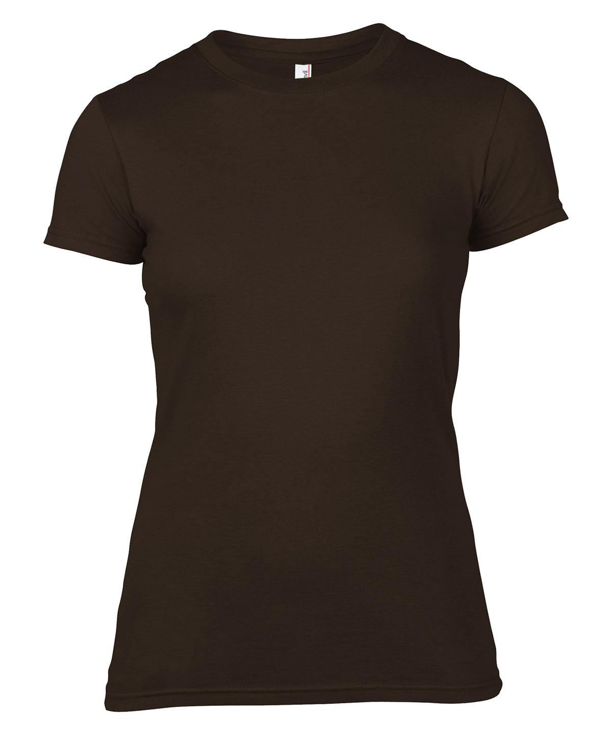 Chocolate - Anvil women's fit fashion tee T-Shirts Last Chance to Buy T-Shirts & Vests Schoolwear Centres