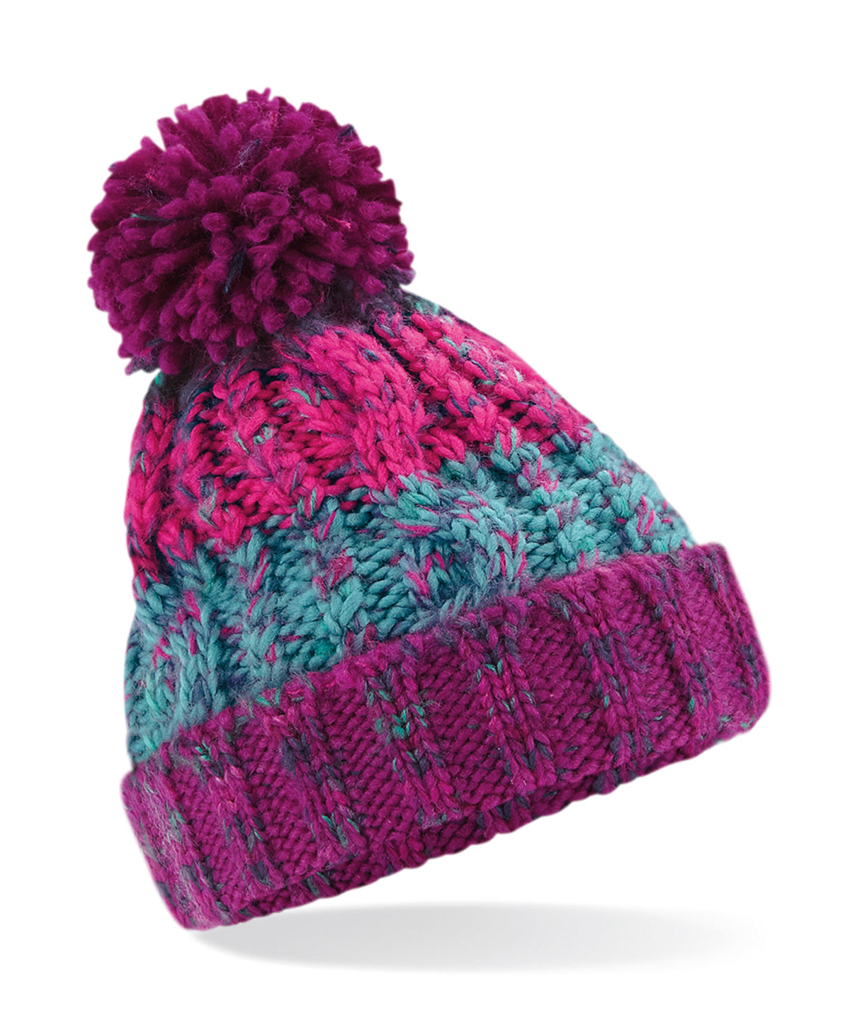 Junior corkscrew pom pom beanie