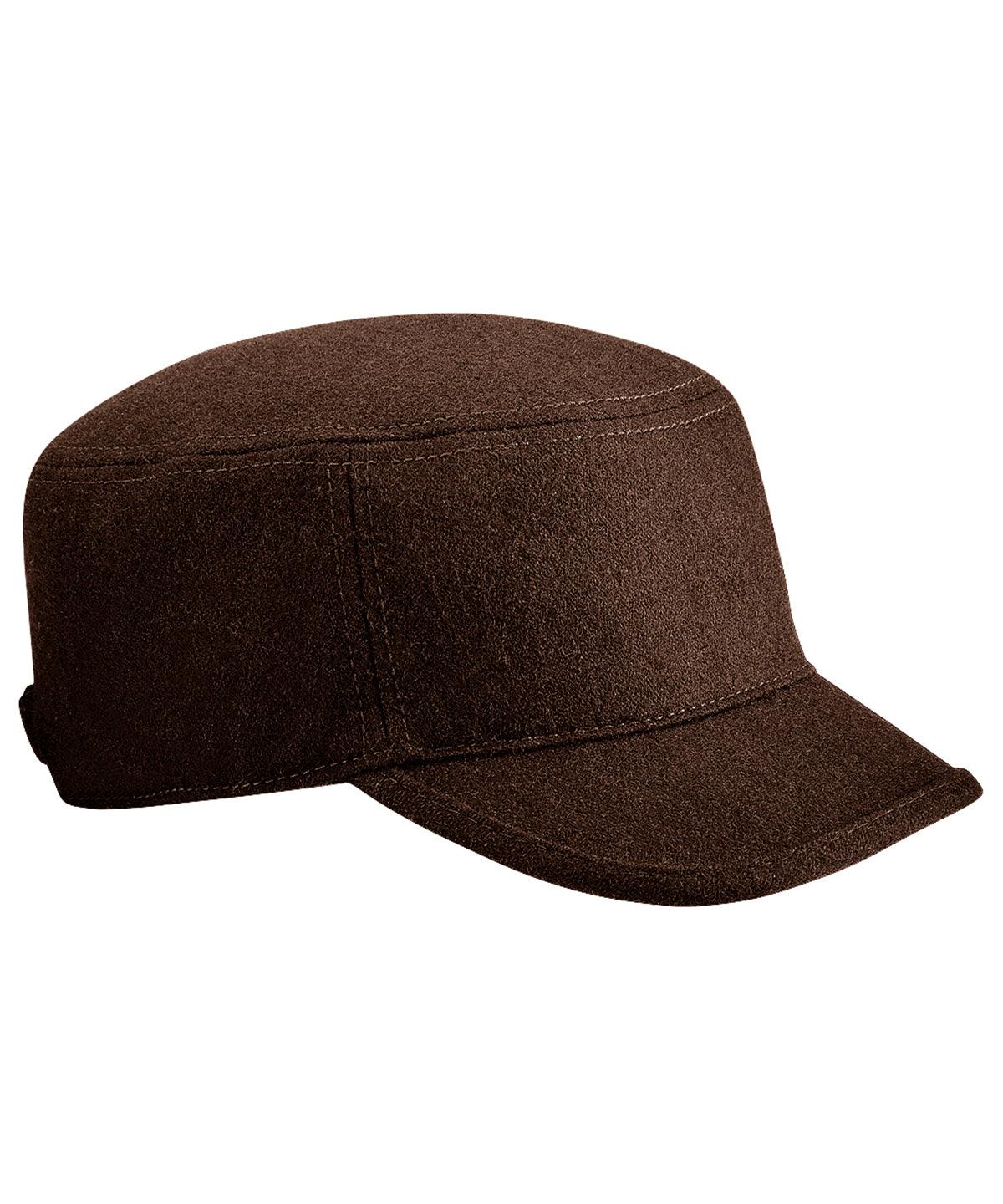 Chocolate - Melton Wool Army cap Caps Beechfield Headwear, Raladeal - High Stock Schoolwear Centres