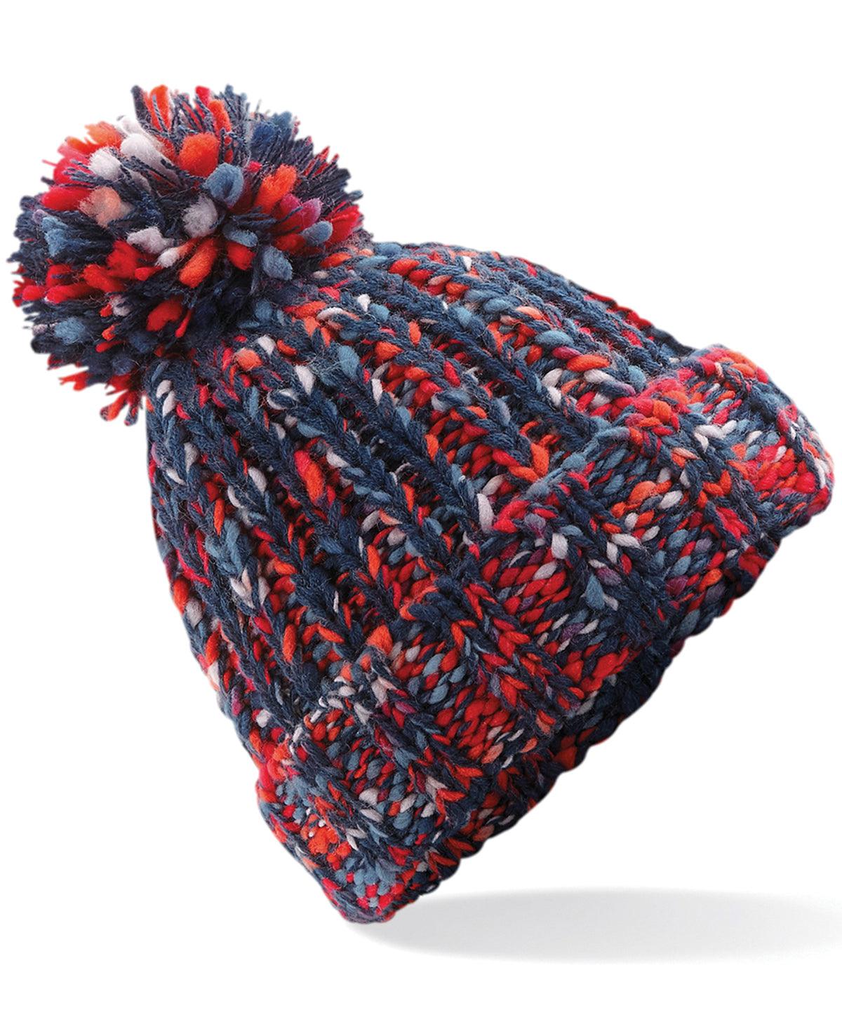 Campfire Twist - Twister pom pom beanie Hats Beechfield Headwear, Knitwear, Winter Essentials Schoolwear Centres