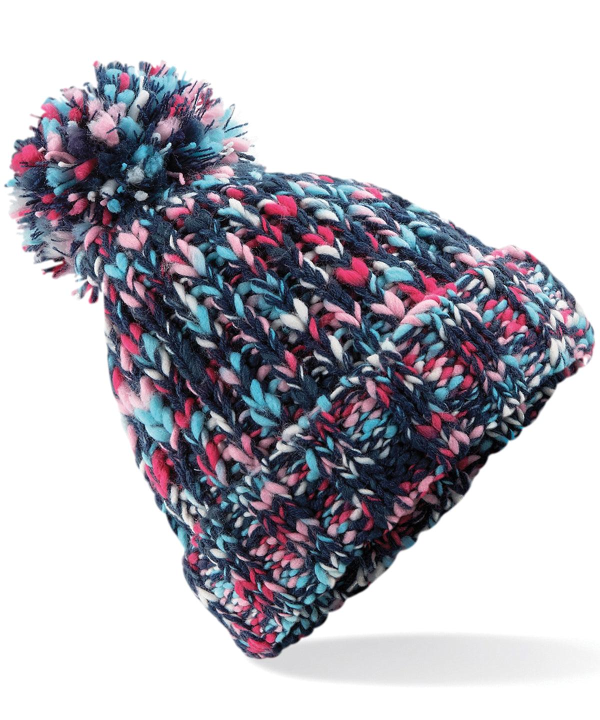 Candy Twist - Twister pom pom beanie Hats Beechfield Headwear, Knitwear, Winter Essentials Schoolwear Centres