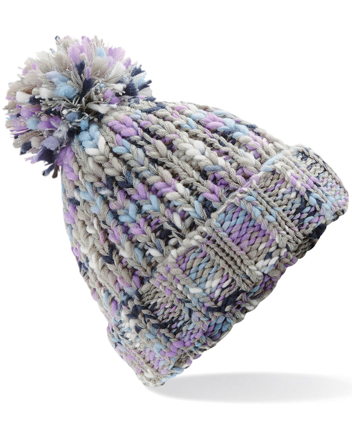 Lavender Twist - Twister pom pom beanie Hats Beechfield Headwear, Knitwear, Winter Essentials Schoolwear Centres