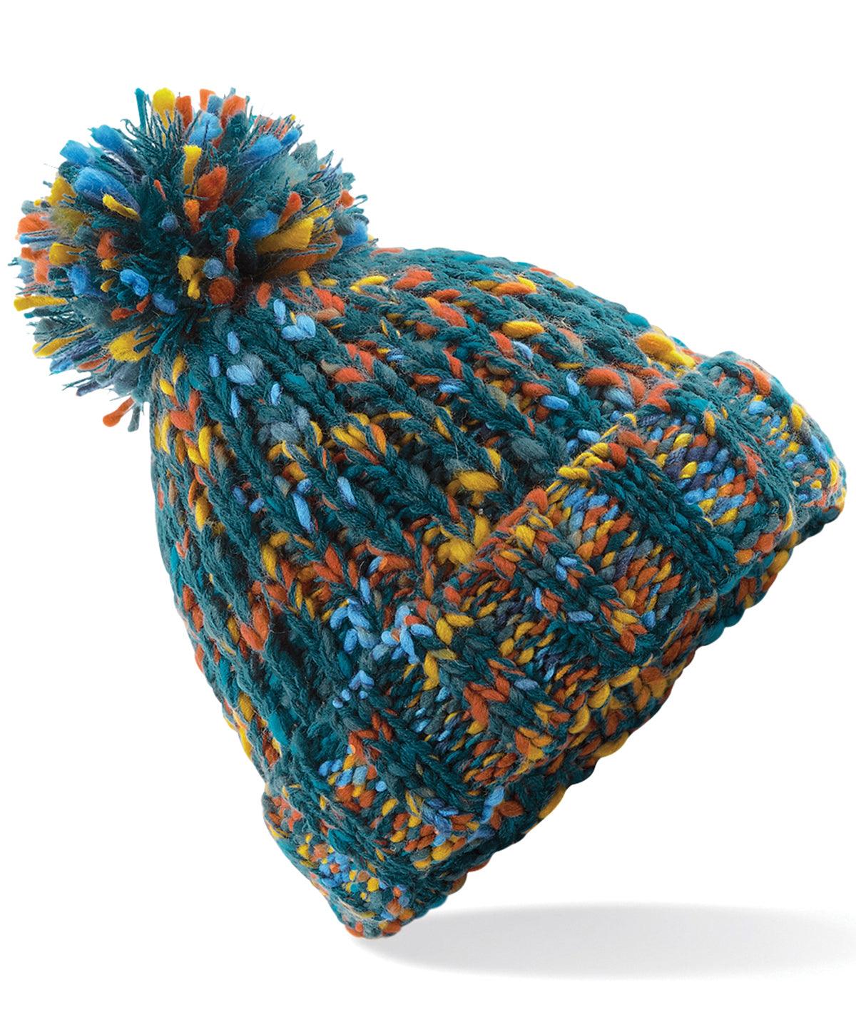 Retro Twist - Twister pom pom beanie Hats Beechfield Headwear, Knitwear, Winter Essentials Schoolwear Centres