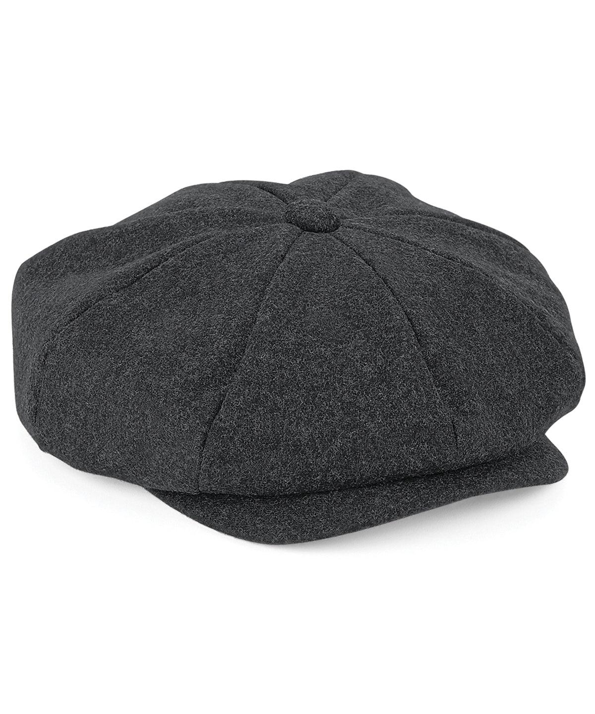 Charcoal Marl - Melton wool baker boy cap Caps Beechfield Headwear Schoolwear Centres