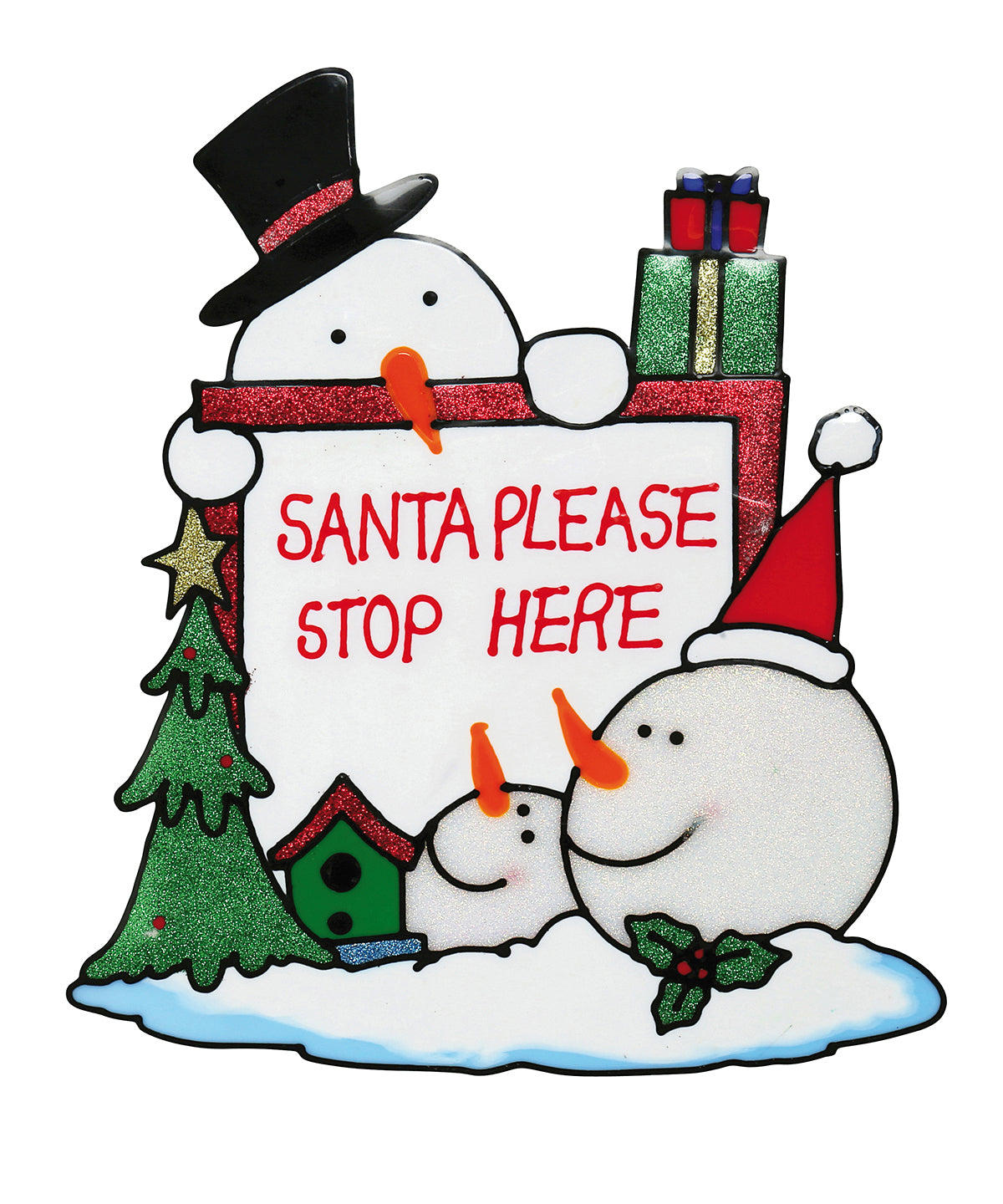 'Santa stop here' window cling