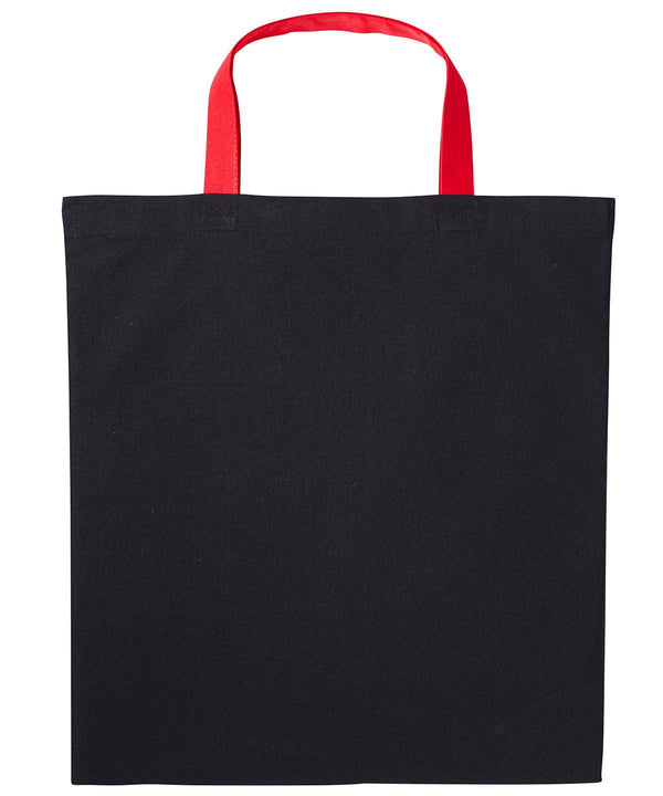 Black/Fire Red - Varsity cotton shopper short handle Bags Nutshell® Bags & Luggage, Crafting, Perfect for DTG print Schoolwear Centres