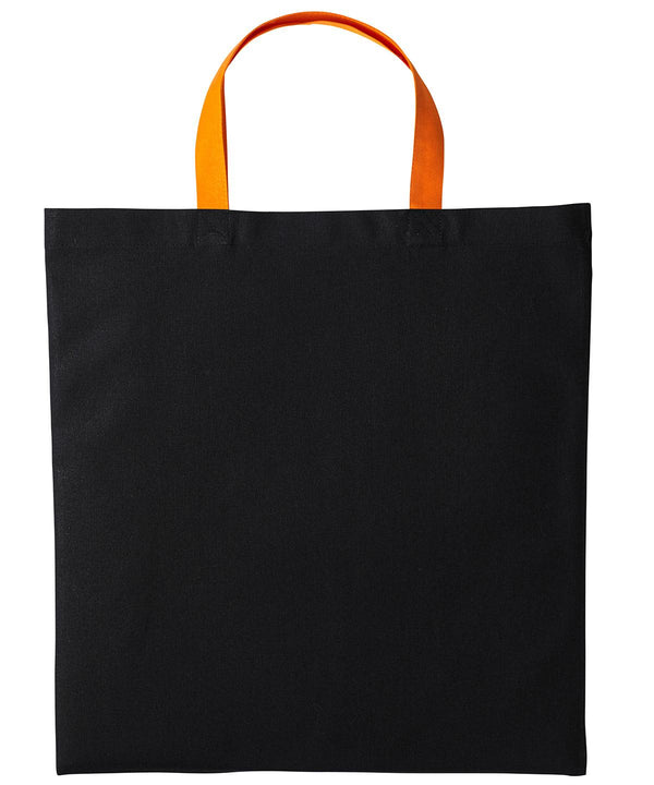 Black/Orange - Varsity cotton shopper short handle Bags Nutshell® Bags & Luggage, Crafting, Perfect for DTG print Schoolwear Centres