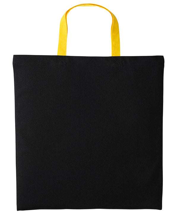 Black/Sunflower - Varsity cotton shopper short handle Bags Nutshell® Bags & Luggage, Crafting, Perfect for DTG print Schoolwear Centres