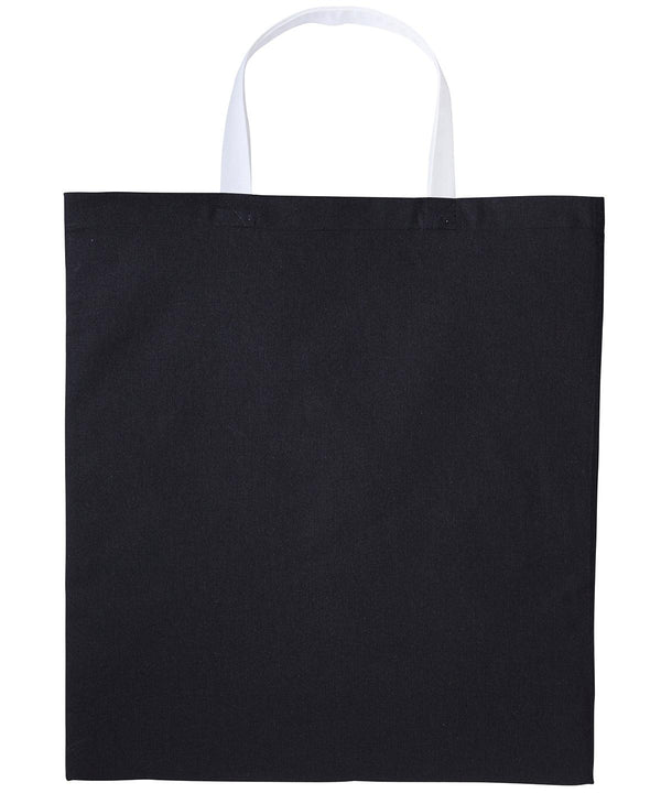 Black/White - Varsity cotton shopper short handle Bags Nutshell® Bags & Luggage, Crafting, Perfect for DTG print Schoolwear Centres