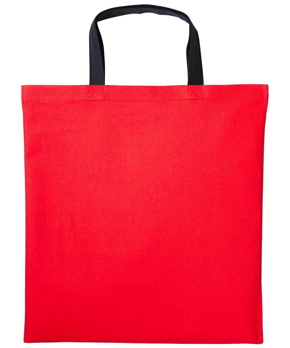 Fire Red/Black - Varsity cotton shopper short handle Bags Nutshell® Bags & Luggage, Crafting, Perfect for DTG print Schoolwear Centres