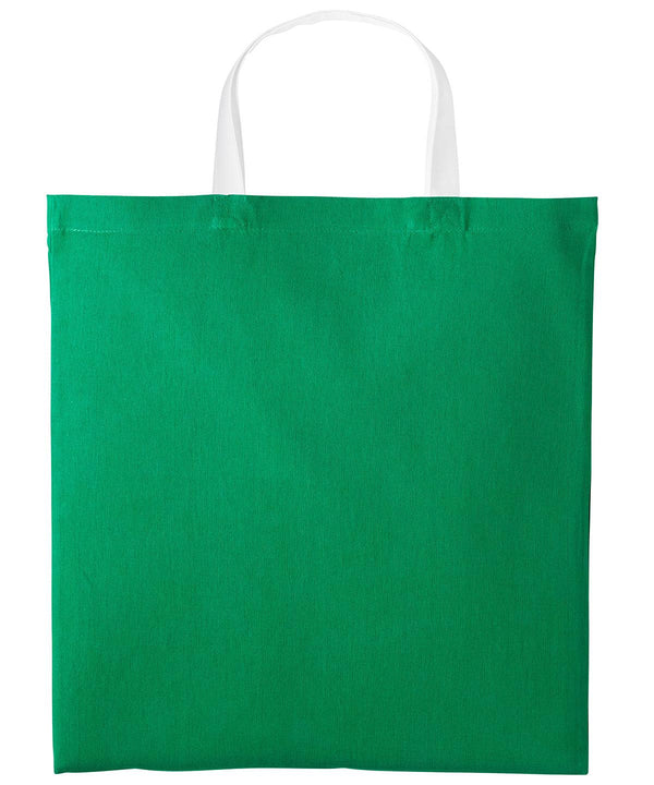 Kelly Green/White - Varsity cotton shopper short handle Bags Nutshell® Bags & Luggage, Crafting, Perfect for DTG print Schoolwear Centres