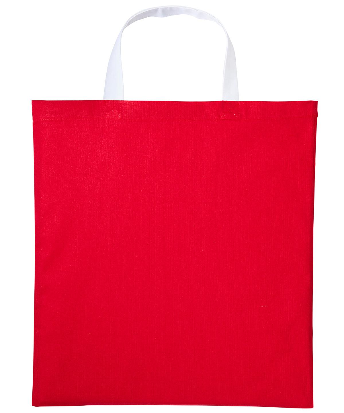 Red/White - Varsity cotton shopper short handle Bags Nutshell® Bags & Luggage, Crafting, Perfect for DTG print Schoolwear Centres