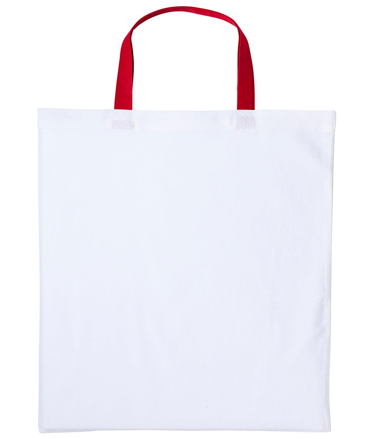 White/Red - Varsity cotton shopper short handle Bags Nutshell® Bags & Luggage, Crafting, Perfect for DTG print Schoolwear Centres