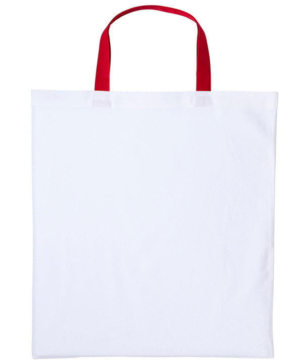 White/Red - Varsity cotton shopper short handle Bags Nutshell® Bags & Luggage, Crafting, Perfect for DTG print Schoolwear Centres