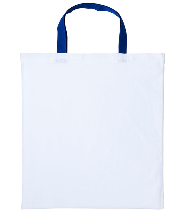 White/Royal - Varsity cotton shopper short handle Bags Nutshell® Bags & Luggage, Crafting, Perfect for DTG print Schoolwear Centres
