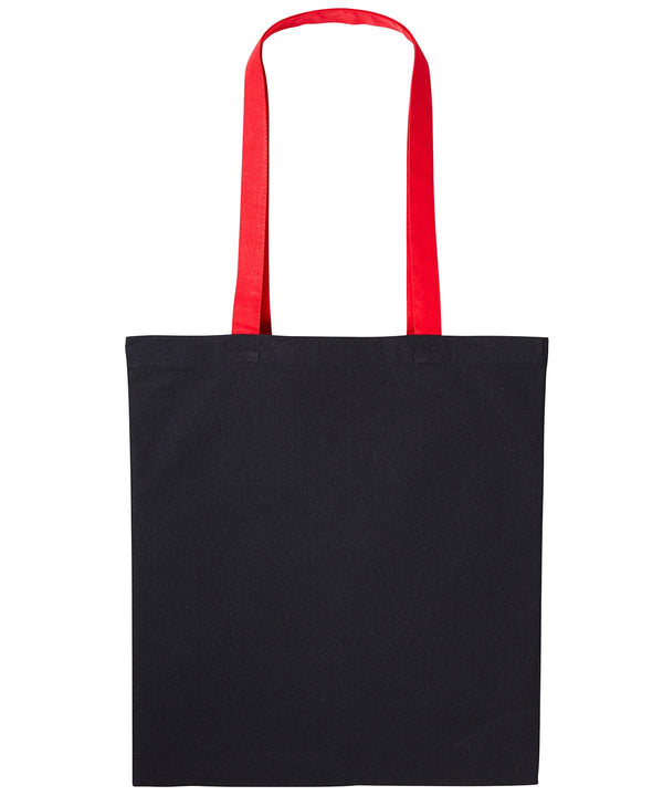 Black/Fire Red - Varsity cotton shopper long handle Bags Nutshell® Bags & Luggage, Crafting, Perfect for DTG print Schoolwear Centres