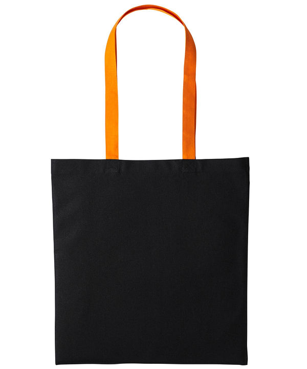 Black/Orange - Varsity cotton shopper long handle Bags Nutshell® Bags & Luggage, Crafting, Perfect for DTG print Schoolwear Centres
