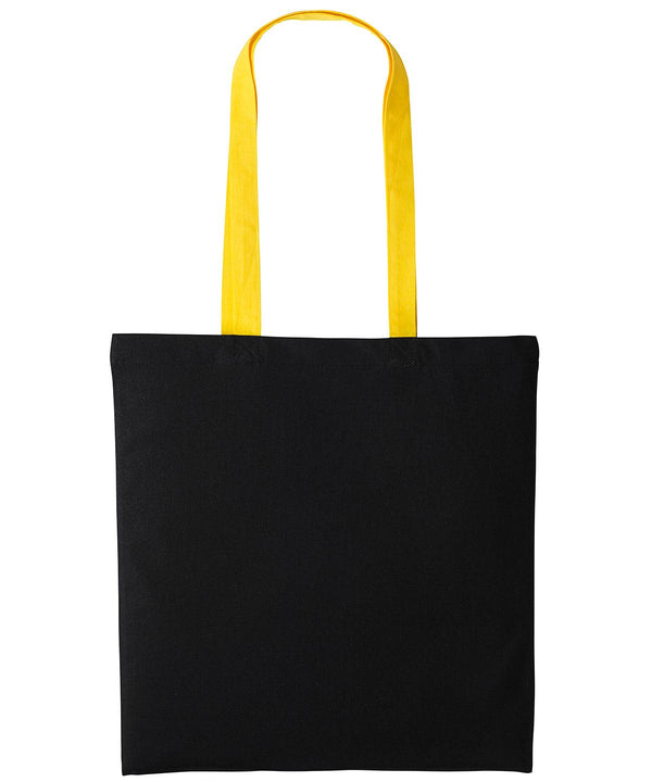 Black/Sunflower - Varsity cotton shopper long handle Bags Nutshell® Bags & Luggage, Crafting, Perfect for DTG print Schoolwear Centres