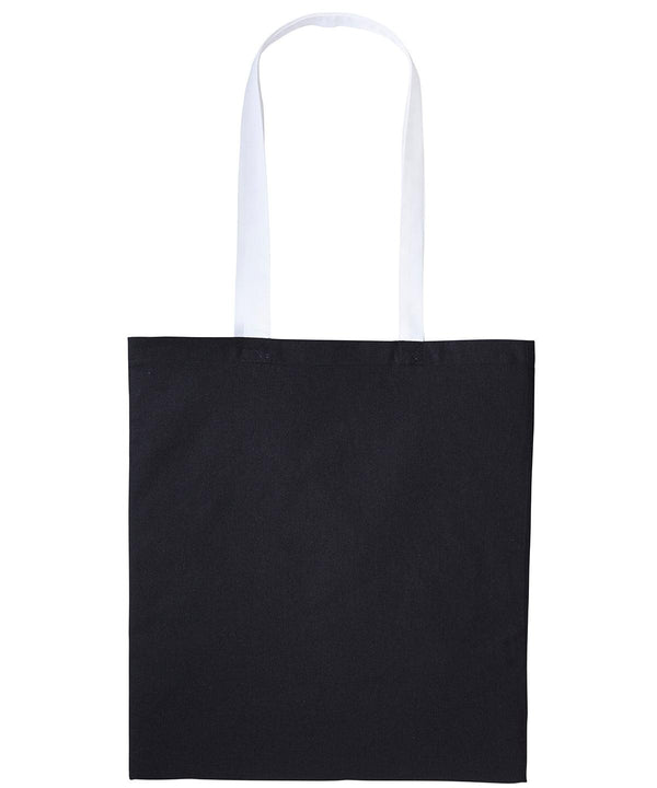 Black/White - Varsity cotton shopper long handle Bags Nutshell® Bags & Luggage, Crafting, Perfect for DTG print Schoolwear Centres