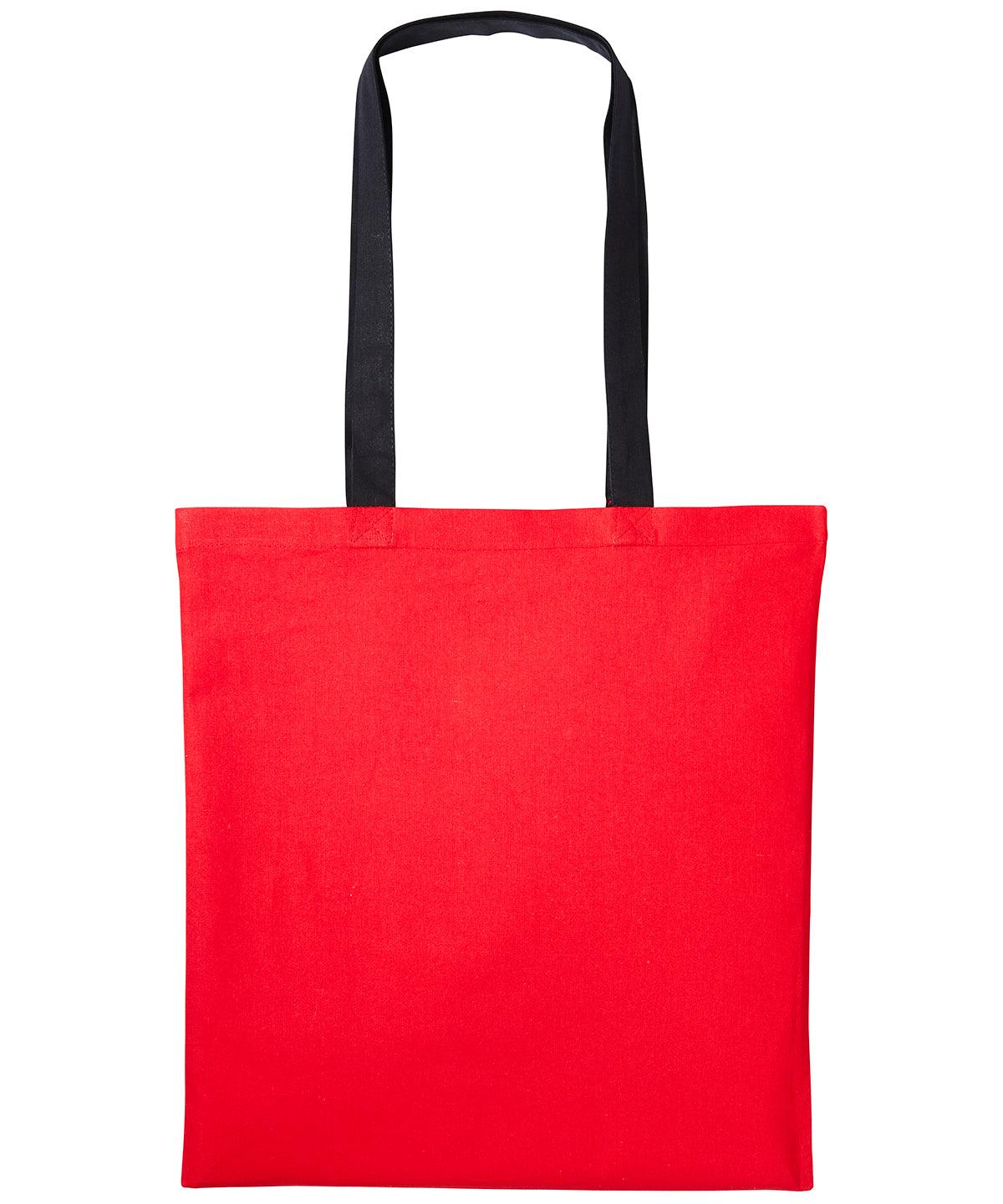 Fire Red/Black - Varsity cotton shopper long handle Bags Nutshell® Bags & Luggage, Crafting, Perfect for DTG print Schoolwear Centres