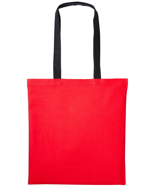 Fire Red/Black - Varsity cotton shopper long handle Bags Nutshell® Bags & Luggage, Crafting, Perfect for DTG print Schoolwear Centres