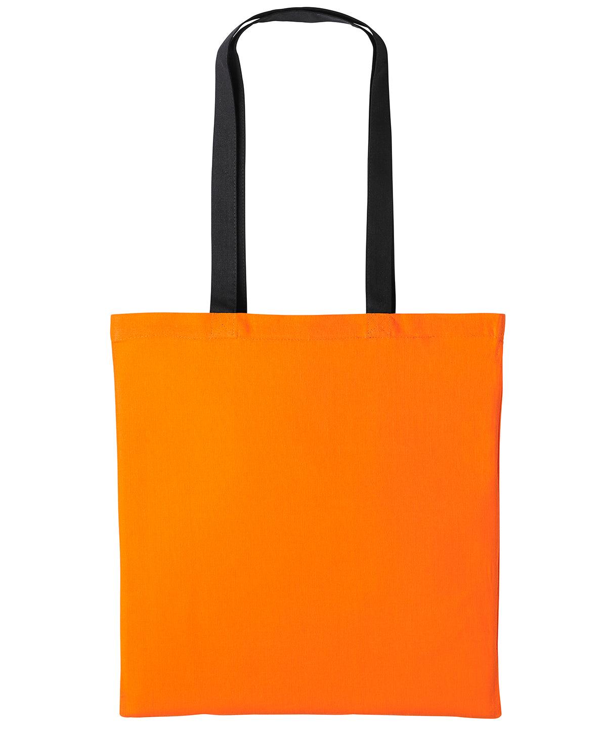 Orange/Black - Varsity cotton shopper long handle Bags Nutshell® Bags & Luggage, Crafting, Perfect for DTG print Schoolwear Centres