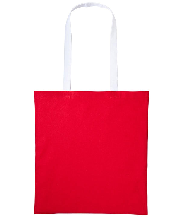 Red/White - Varsity cotton shopper long handle Bags Nutshell® Bags & Luggage, Crafting, Perfect for DTG print Schoolwear Centres