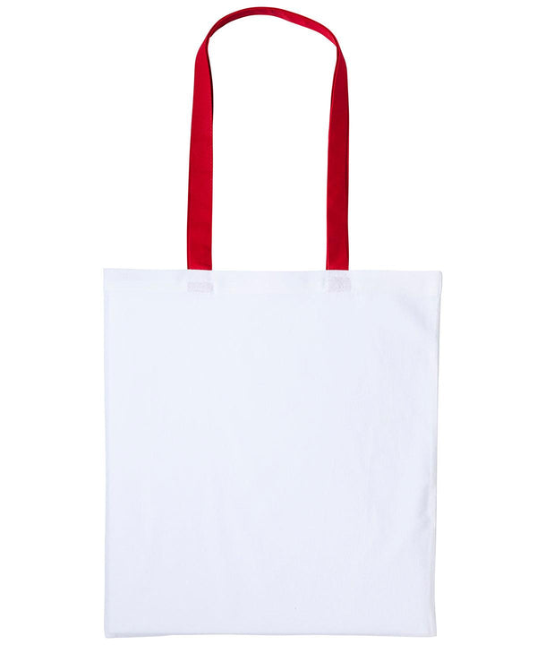 White/Red - Varsity cotton shopper long handle Bags Nutshell® Bags & Luggage, Crafting, Perfect for DTG print Schoolwear Centres
