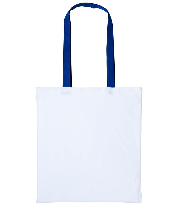 White/Royal - Varsity cotton shopper long handle Bags Nutshell® Bags & Luggage, Crafting, Perfect for DTG print Schoolwear Centres